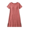thumbnail image 6 of ClodeEU Women's Round Neck Short Sleeve Side Slit Midi Dress,Solid Color Casual Summer Dress Watermelon Red,Women's Plus M, 6 of 6