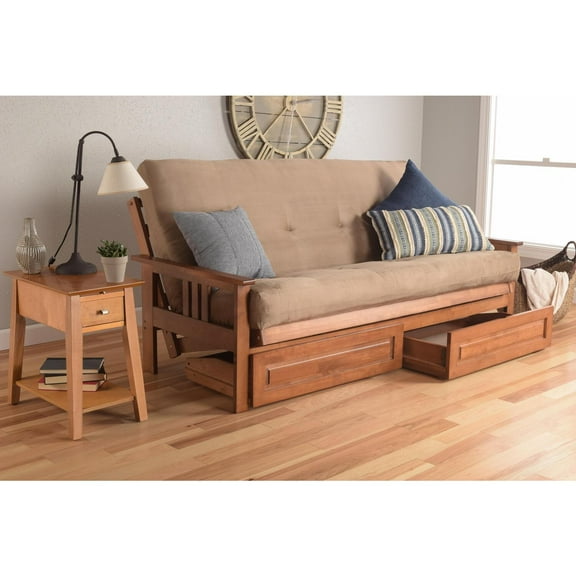 Kodiak Furniture Monterey Futon with Suede Peat Fabric Mattress in Tan/Barbados