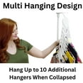 thumbnail image 3 of Wing Smart Hanger | Flat Foldable Heavy Duty Plastic Clothes Hanger | Space Saving Organizer for Closet | Dual Hooks Notched Shoulders | Multiple Hanging Items | White - 10 Pack, 3 of 10