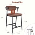 thumbnail image 2 of 26" Counter Height Bar Stools with Arms Set of 2, PU Leather Modern Bar Stools Set with Back & Upholstered Wider Seat, Metal Bar Stools with Footrest for Kitchen Island, Easy Assembly, 2 of 9