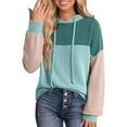 thumbnail image 4 of Yteetum Oversized Hoodies for Women Colorblock Drawstring Knit Pullover Hooded Sweatshirts Top Womens Casual Patchwork Loose Fits Plus Size Long Sleeve Fall Hood Sweatshirts Fall Clothes Clothes, 4 of 4
