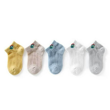 

5Pairs Baby Kid Soft Mesh Sheer Ultra Thin Summer No Show Ankle Socks Cute Animal Design with Elastic Ankle for Boys Girls
