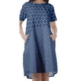 thumbnail image 3 of Moomaya Short Sleeve Dresses Women Scoop Neckline Printed Dresses With Pockets, 3 of 6