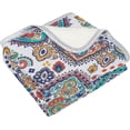 thumbnail image 3 of SKYSONIC Velvet Plush Throw Thermal Blanket - 4x5FT - Floral Paisley Medallion Printed for Couch Bed Sofa Car, 3 of 5