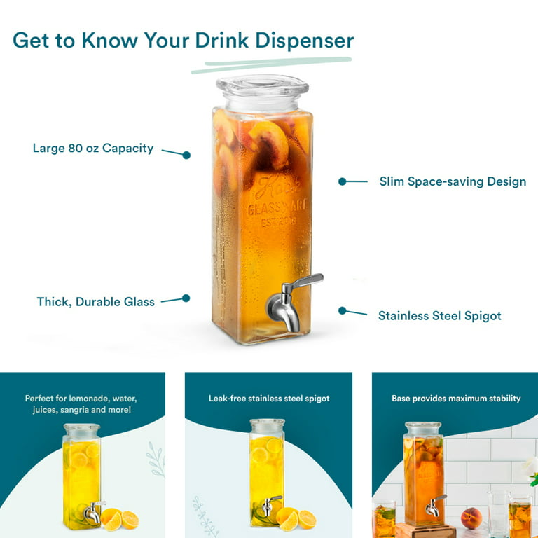 Kook Drink Glass Dispenser, Set of 2 , 80 oz