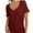 Wine red, variant on Womens Deep V Neck T Shirts Casual Short Sleeve Loose Fit Basic Fashion Tee