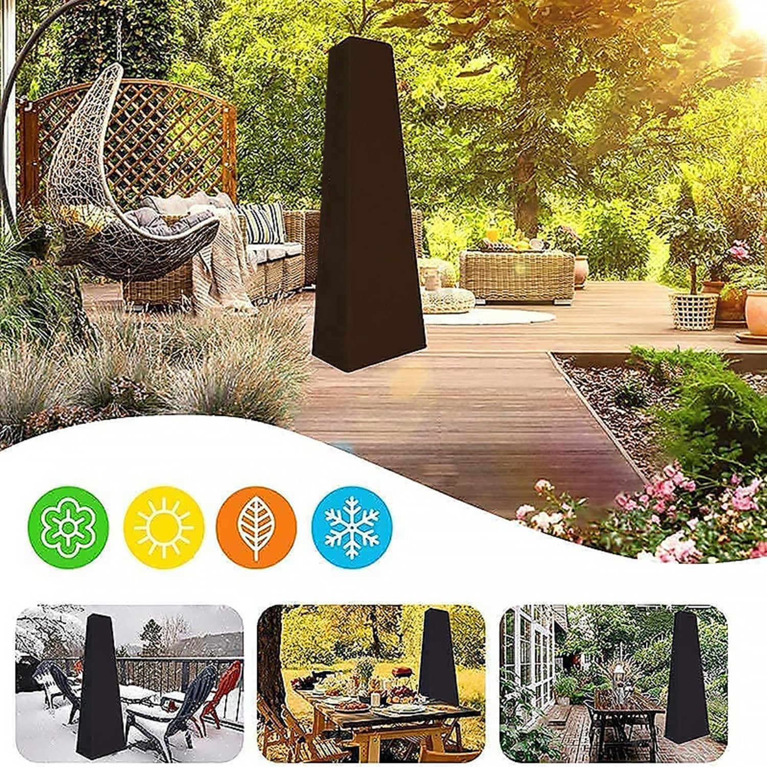 OPTUTUS Patio Heater Cover, Heavy-Duty Waterproof Black 24" x 24" x 87", Fits Most Outdoor Heaters