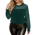 thumbnail image 7 of CONZONE Women's Lace Mesh T-Shirts Long Sleeve See Through T Shirts for Women Casual Crew Neck Sequined Lightweight Tees Soft Cozy Dailywear, 7 of 7