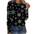 thumbnail image 2 of Jacenvly Sweatshirts For Women Long Sleeve Christmas Snowflake Print Womens Sweatshirts Crewneck Casual Fashion Comfort Warmth Fall Tops For Women, 2 of 5