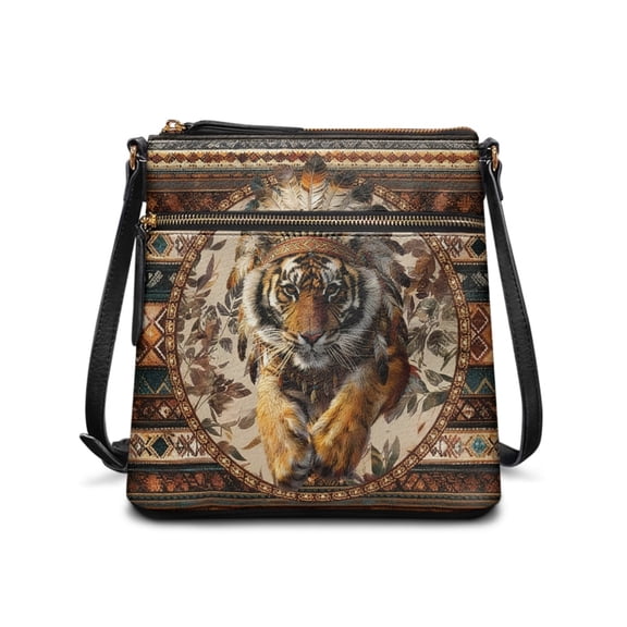 Tutolipy Vintage Tiger Women's Single Shoulder Crossbody Bag Crossbody Purse, Spacious Adjustable Strap Sling Bag Waterproof for Daily Shopping