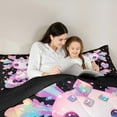 thumbnail image 4 of Manfei Girly Pink Axolotl Bedding Comforter Set 7-Piece, Kawaii Cartoon Sealife King Bedding Sets, Dreamy Glitter Stars Diamond Reversible Bed Sheets, Breathable Home Decor, 4 of 7