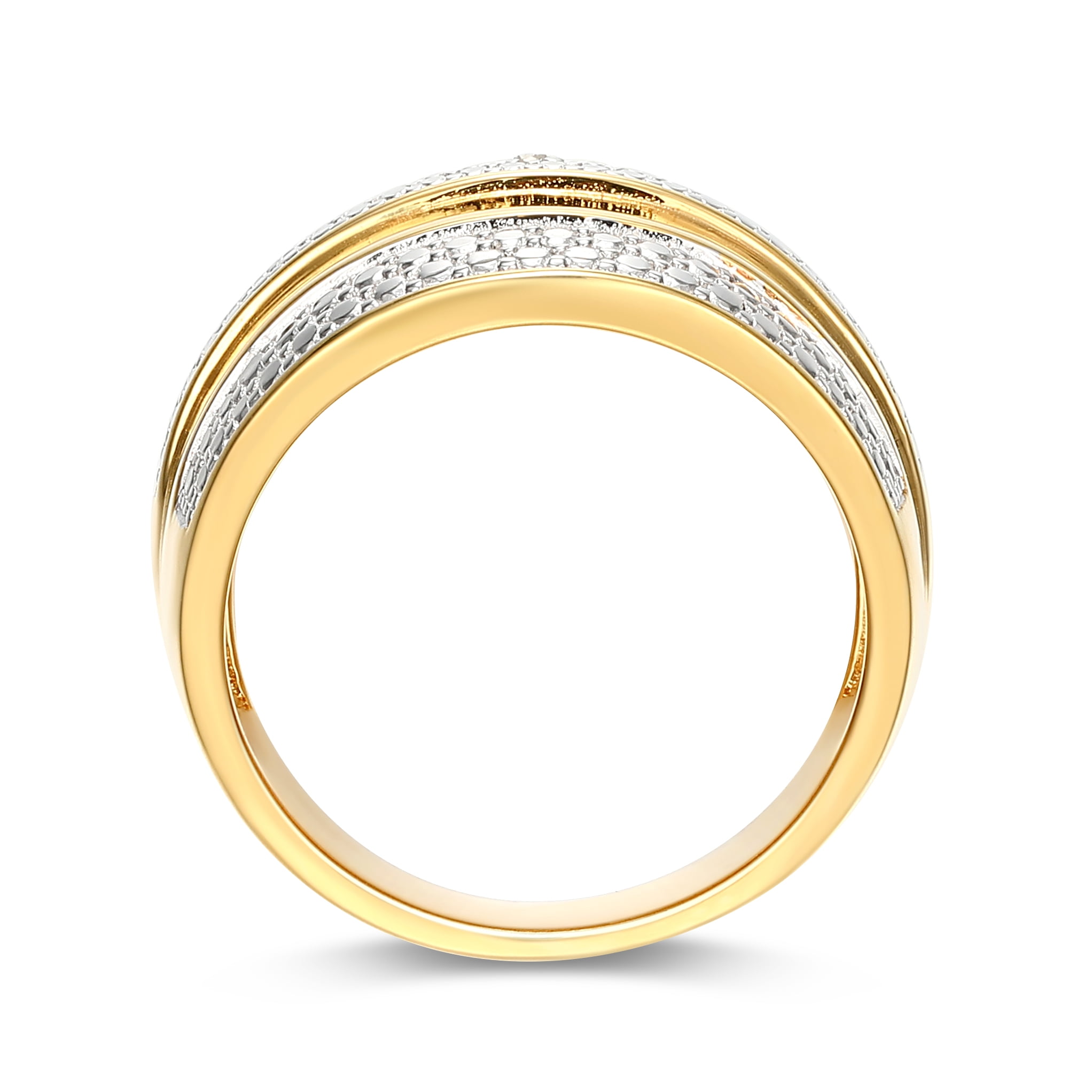 Forever Facets Diamond Accent Linear Band Ring in Two-Tone Rhodium over Bronze, Adult Female
