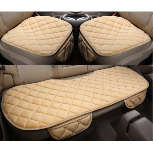 Cojín de asiento de coche de tres piezas de felpa de invierno sin respaldo cojín de lana antideslizante folleto cojín de silla de oficina