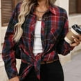 thumbnail image 5 of Gytharion Women's Cotton Cardigan Jackets Fashionable Casual Plaid Printed Button Down Lapel Shirt Outerwear Fall Loose Comfy Long Sleeve Coat with Pocket, 5 of 6