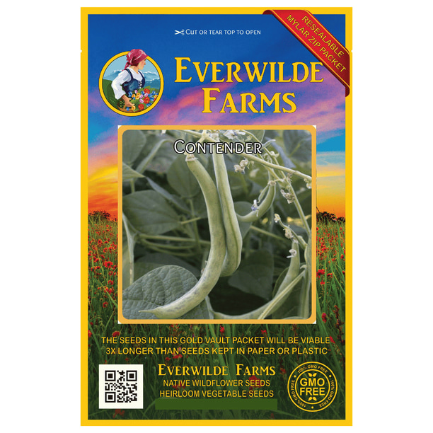 Everwilde Farms 100 Contender Green Bush Bean Seeds Gold Vault