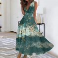 thumbnail image 2 of Robe Fleurie, Robe Maxi de Plage Bohème à Fleurs pour Femme à Col en V Sans Manches avec Volants, Robes Longues de Plage Décontractées et Formelles Sans Manches à Imprimé Floral, 2 of 5