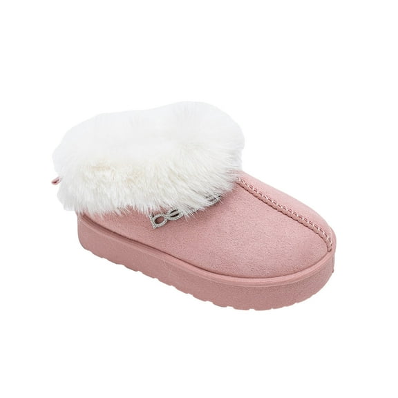 bebe Toddler Girls' Platform Boots – Microsuede Bootie with Faux Fur, Comfy Platform Shoes for Toddlers