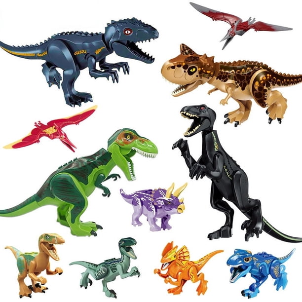 Figura de dinosaurio Jurásico de gran tamaño, Tiranosaurio Rex, IndoRaptor, Triceratops, juguete de bloques de construcción, regalo