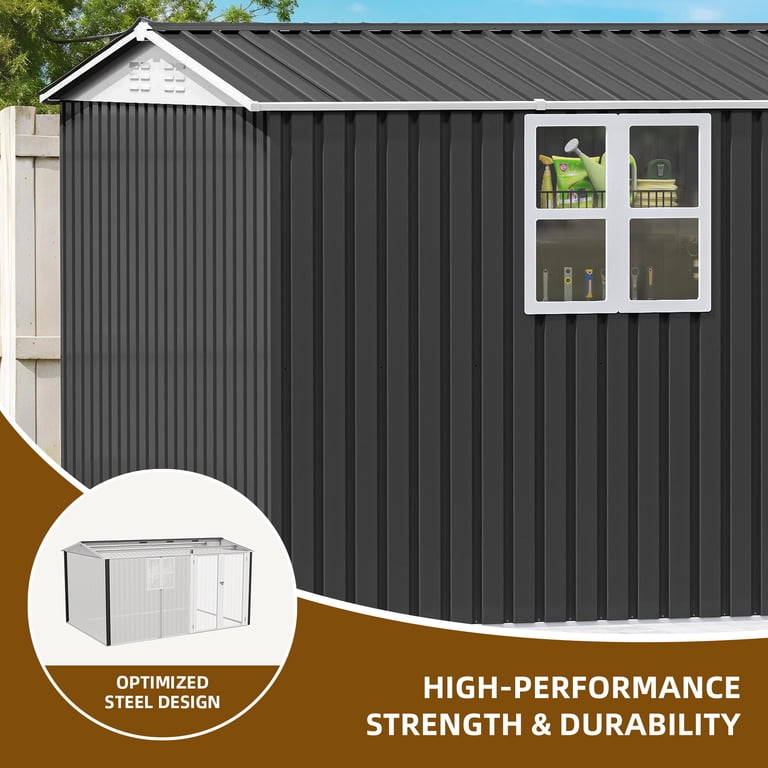 Uforic 8x12ft Outdoor Storage Shed,Tool Shed with Window,Lockable
