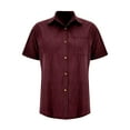 thumbnail image 6 of Feancey Corduroy Shirts for Women Short Sleeve Collared Button Down Blouses Oversized Boyfriend Tops Lightweight Casual Shackets with Pocket Wine XL, 6 of 6