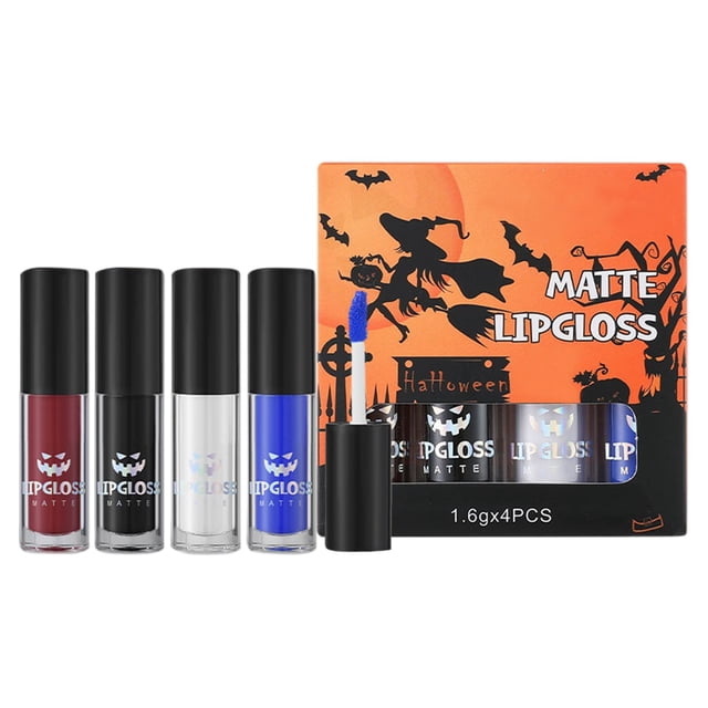 Halloween Lip Gloss Makeup Kit Realistic Effects Washable Mist Non Stick Cup Lip Gloss Fake Blood 1.6G * 4PC