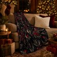 thumbnail image 3 of Dark Roses and Ornate Frames Warm Flannel Blanket for Home Library and Reading Nook, Celestial Art Lovers Valentine's Day Gift, Artistic Home Decor, 3 of 9