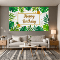 thumbnail image 6 of Tropical Themed Happy Birthday Banner with Pineapples and Green Leaves Background Party Decoration Photography Props Backdrop for Birthday Parties Summer Events and Photo Shoots, 6 of 7