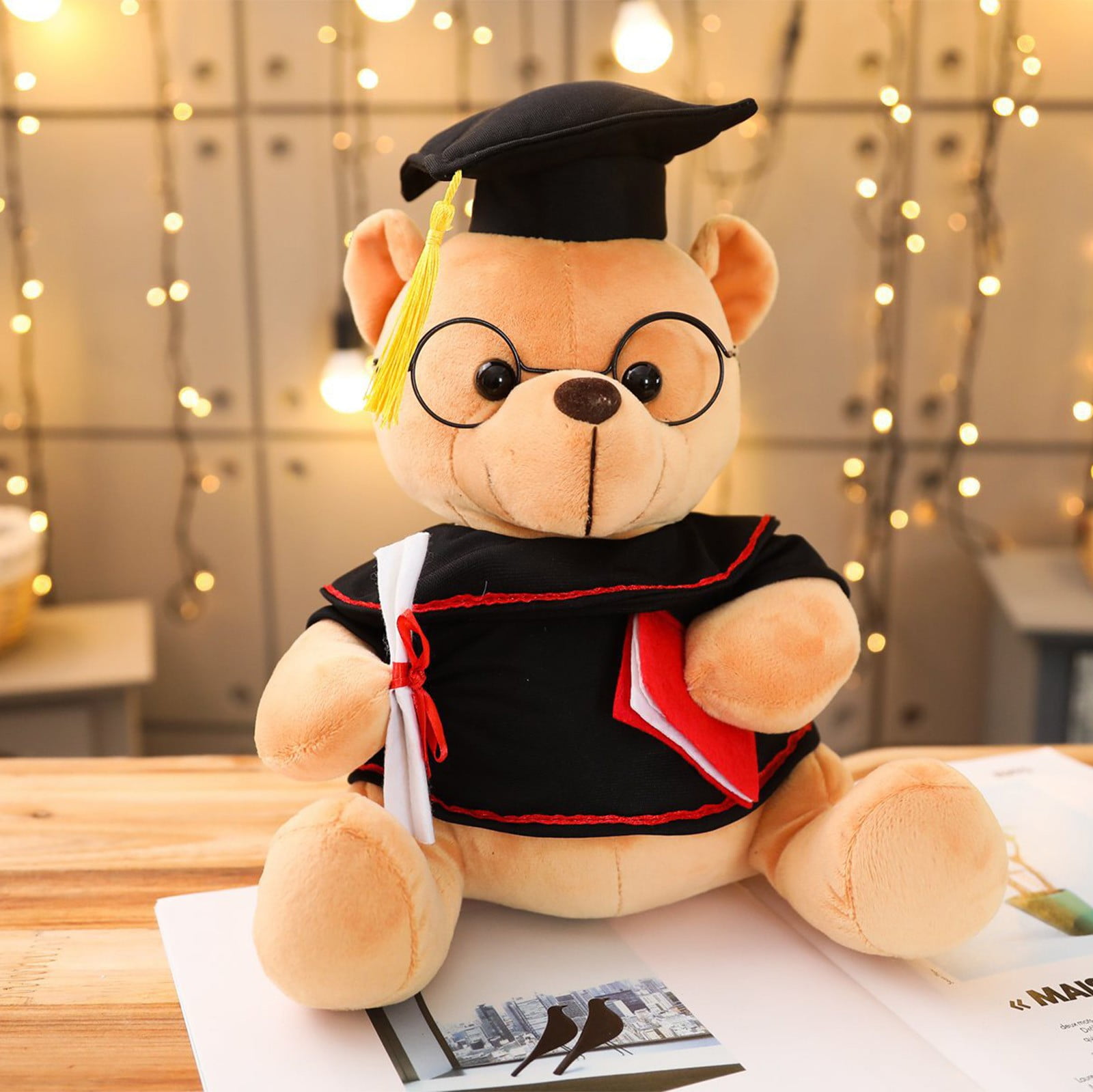 Wovilon 3 Pack Graduation Plush Bear, 7 Inch Cute Doctor Bear with Graduation Hat, Ideal for School Event Prize Party Favor, Convey Blessings for Bright Future