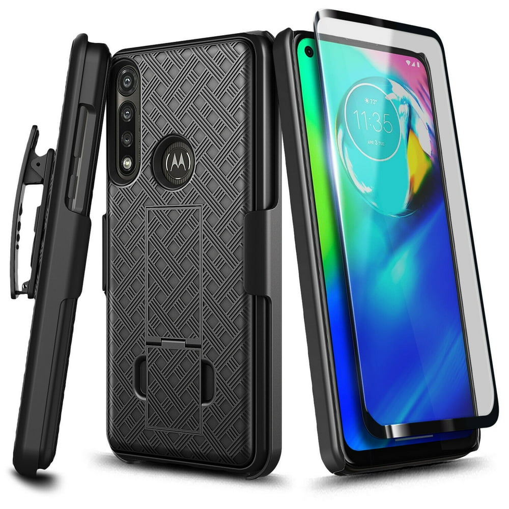 Motorola Moto G Power Case with Tempered Glass Screen Protector (Full