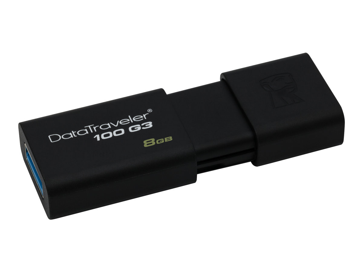 Kingston DataTraveler 100 G3 - USB flash drive - 8 GB - USB 3.0 - black - for P/N: MLWG3ER - image 4 of 5