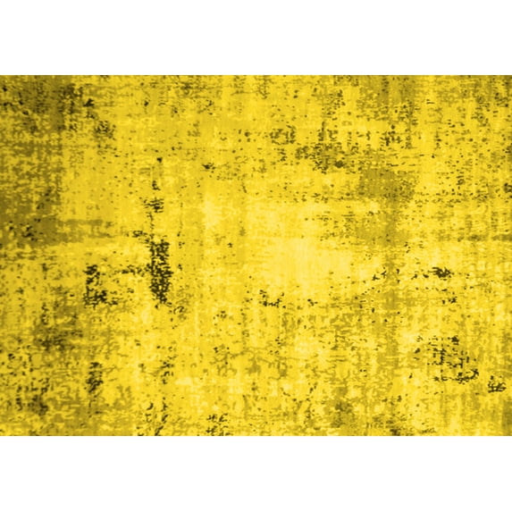 Ahgly Company Machine Washable Indoor Rectangle Oriental Yellow Industrial Area Rugs, 5' x 8'
