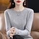 thumbnail image 2 of Suéter de punto de lana merino 100 % pura de Corea para mujer, suéter de cachemira con cuello redondo a la moda para invierno 2024 para mujer, jerséis sin costuras, 2 of 5