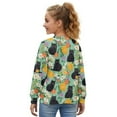 thumbnail image 3 of COEQINE Lightweight Everyday Cardigan for Girls, Printed Long Sleeve Polyester Top, Crewneck Button Front Machine Washable Jacket Alternative, for Kids 11-12 Years, Cat Floral Green, 3 of 7