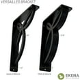thumbnail image 2 of Ekena Millwork 1 1/2"W x 12"D x 15"H Versailles Wrought Iron Bracket, (Single center brace), Powder Coated Black, 2 of 7