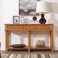 thumbnail image 1 of Retro Console Table Entryway Table 58" Long Sofa Table with 2 Drawers in Same Size and Bottom Shelf for Storage, Brown, 1 of 9