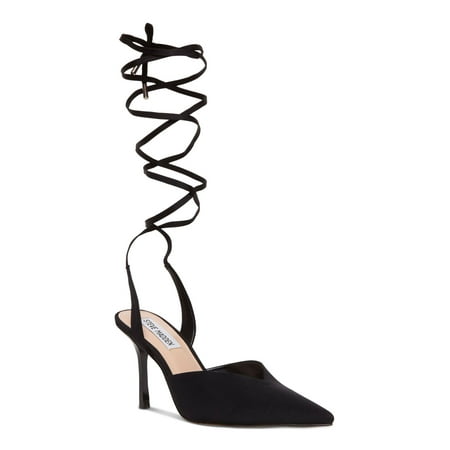

STEVE MADDEN Womens Black Wrapping Ankle Tie Cushioned Mari Pointed Toe Stiletto Lace-Up Dress Pumps Shoes 7.5 M