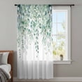 thumbnail image 4 of Teal Eucalyptus Leaves Sheer Curtains 96 Inches Long, Spring Floral Summer Botanical Light Filering Curtains, Privacy Drapes Simi Floor to Veiling Curtain for Living Room Large Window Treatment, 4 of 9