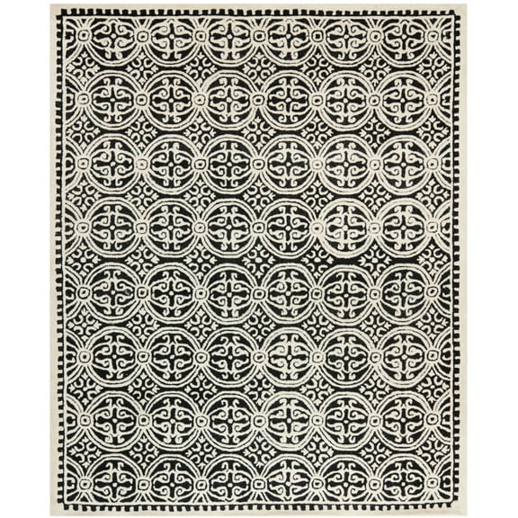 SAFAVIEH Cambridge Leslie Geometric Wool Area Rug, Black/Ivory, 8' x 10'