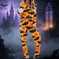 thumbnail image 2 of Fatuov 2-Piece Halloween Pajama Sets for Women, Long Sleeve Button-Down Shirt and Long Pant Loungewear Set with Pocket, Funny Ghost Pumpkin Print Sleepwear for Home, Party, 2 of 5