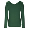 thumbnail image 6 of Lmnyox Women's Long Sleeve V Neck Tops Solid Color Slim Fashion Shirt Trendy Going Out Basic Tops Outfits, 6 of 9