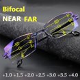thumbnail image 2 of 2024 Bifocal Progressive Reading Glasses Diamond-cut Men Blue Light Blocking Multifocal Eyewear Ultralight Rimless Eyeglasses Bifocal black +350, 2 of 6