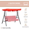 thumbnail image 4 of Outsunny 3-Seat Patio Swing Chair with Adjustable Canopy Red and white, 4 of 10