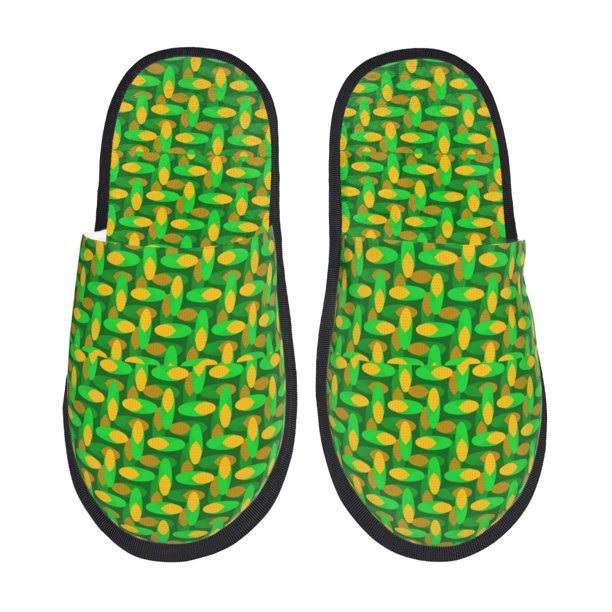 Fotbe Corn 4 Pantuflas Peludas para Mujer con Estampado, Zapatillas de Peluche, Zapatos de Invierno para Casa, Uso Interior y Exterior-Large
