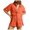 Orange, variant on Short Sets for Women Loose Fit Short Sleeve Button Down Collared Shirt and Shorts 2 Piece Matching Set Beach Vacation Sets