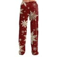 thumbnail image 4 of Hearthz Womens Christmas Pajama Pants Winter Super Soft Drawstring Sleep Home Pj Pants Fleece Wide Leg Xmas Women’s Pants, 4 of 6