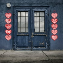 Opvise 1 Pair Valentine's Day Red Heart Door Sign Decoration Paper Love Heart Front Door Hanger Ornament Happy Valentine's Day Wall Decoration for Home Party Couple Hotel Red