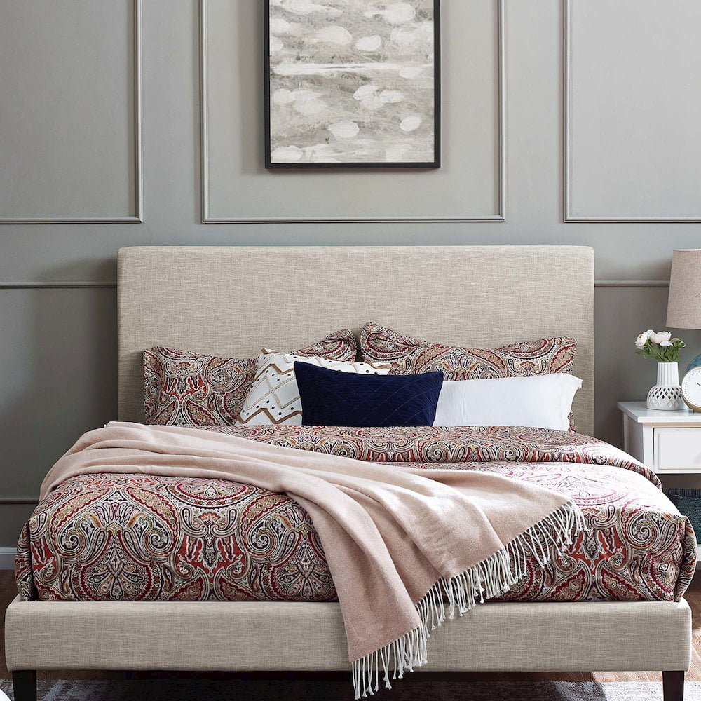 Modway Taylor King and California King Linen Fabric Headboard in Beige