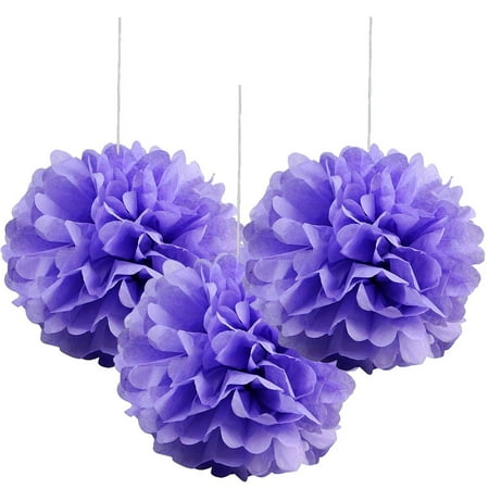 Purple Round Paper Lanterns Efavormart 12 PCS Paper Tissue Wedding Birthday Party Banquet Event Festival Paper Flower Pom Pom-6 inch ()