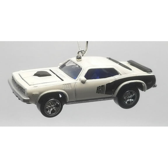 Christmas Ornament for 1971 Plymouth Hemi Cuda Barracuda White Black