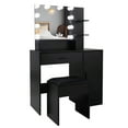 thumbnail image 2 of Black Bedroom Makeup Vanity Set, Vanity Desk with Light, Mirror and Cushioned Stool, Modern Makeup Dressing Table for Girls, Wife, Daughter, Mother, Adjustable Light Brightness, 2 of 9